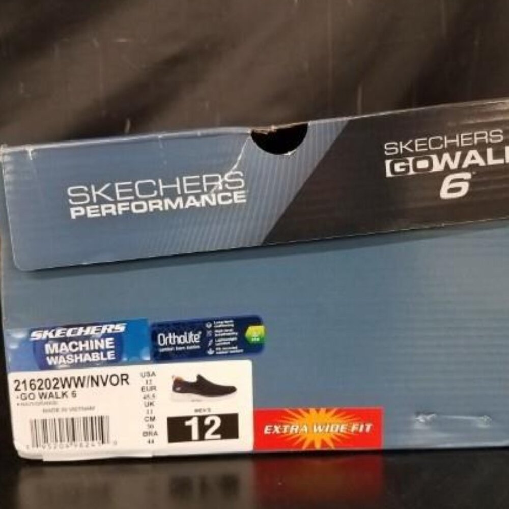 Skechers Go Walk 6 Navy/Orange Men's Shoes Size 12 (N.I.B.) - Picture 2 of 6